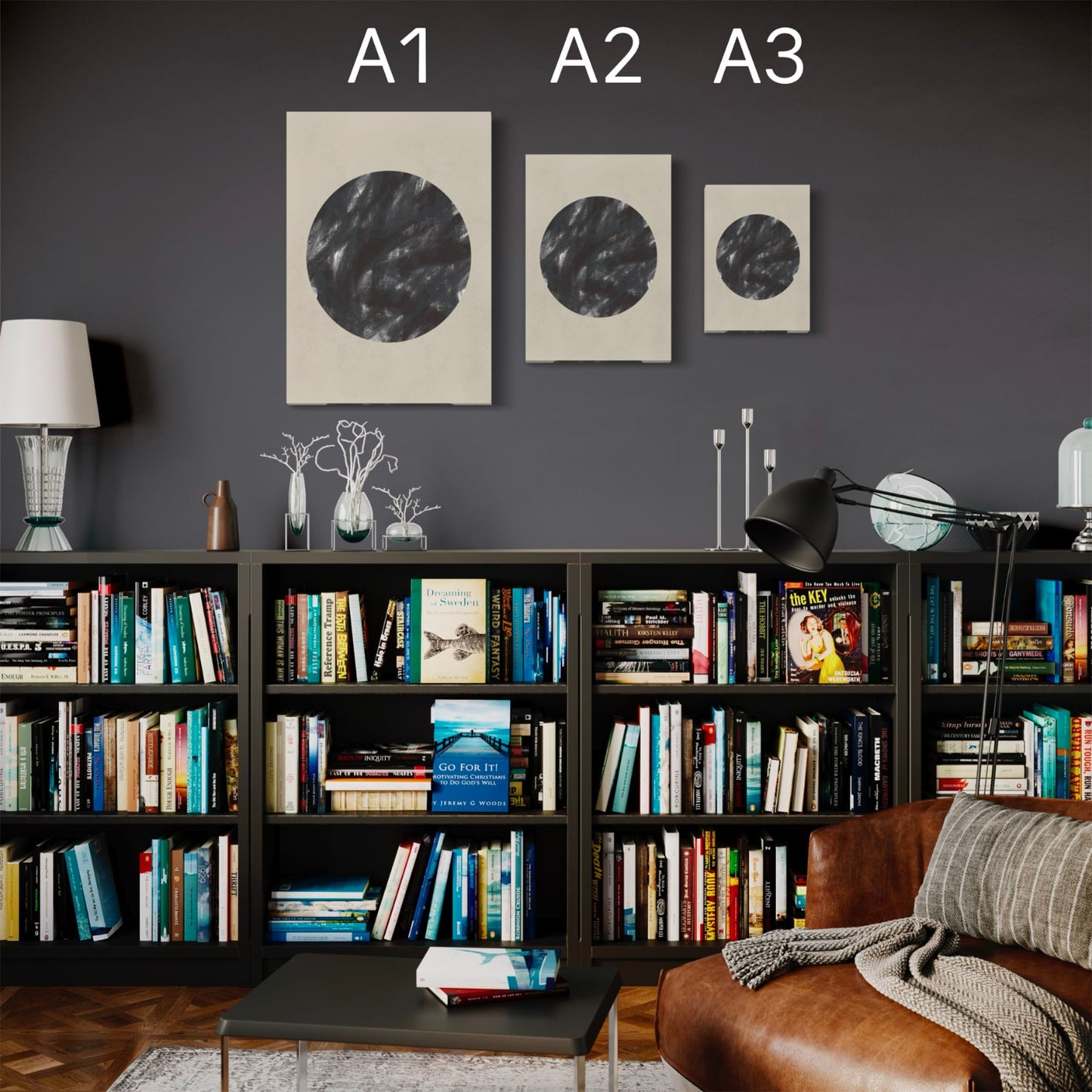 Limited Edition 4 abstract art size guide. Sizes available are