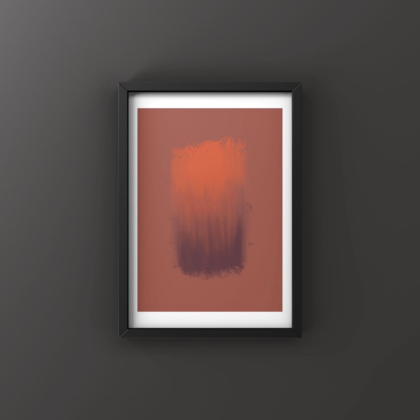 Glow Abstract art print in black frame designed using Farrow & Ball signature colour palette range, 42,222 & 268. On wall colour Farrow & Ball 256 (Pitch Black)