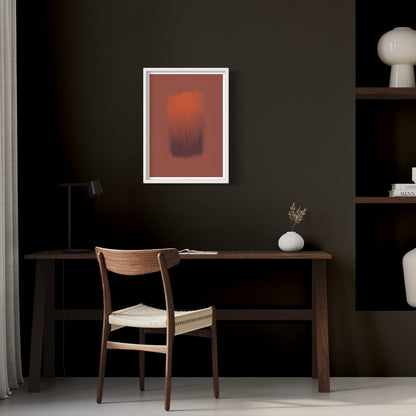 Glow Abstract art print in white frame designed using Farrow & Ball signature colour palette range, 42,222 & 268. On wall colour Farrow & Ball 256 (Pitch Black)