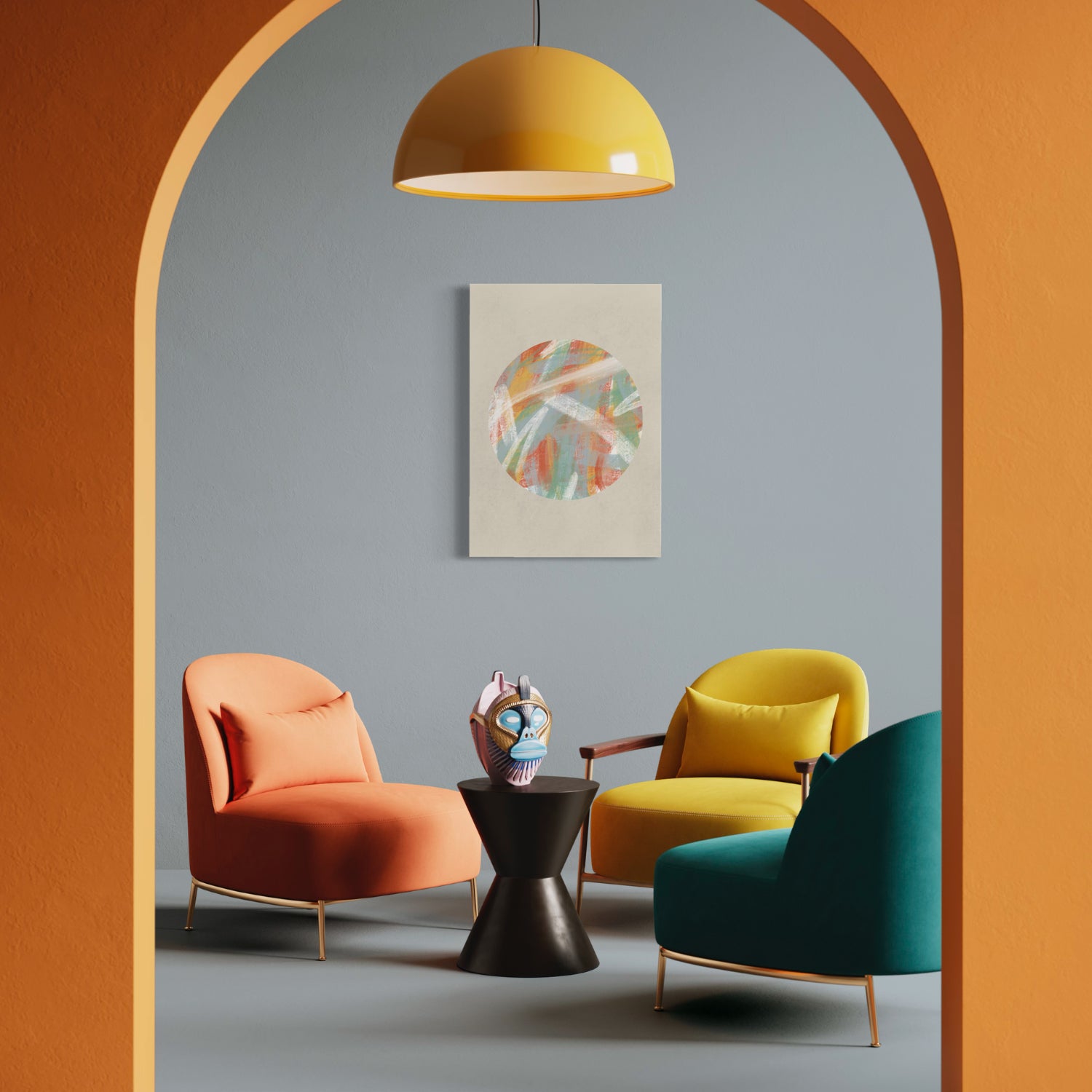 Limited Edition 1 abstract art print created using Farrow & Ball signature & archive colour palette CC6,214,223,268 & 291. On  wall colour Farrow & Ball CC6