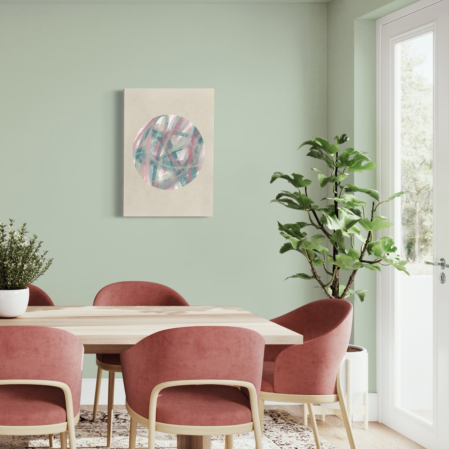 Limited Edition 2 abstract art print created using Farrow & Ball signature & archive colour palette CC4,278,288,291 & 296. On wall colour Farrow & Ball CC4 (Palm)