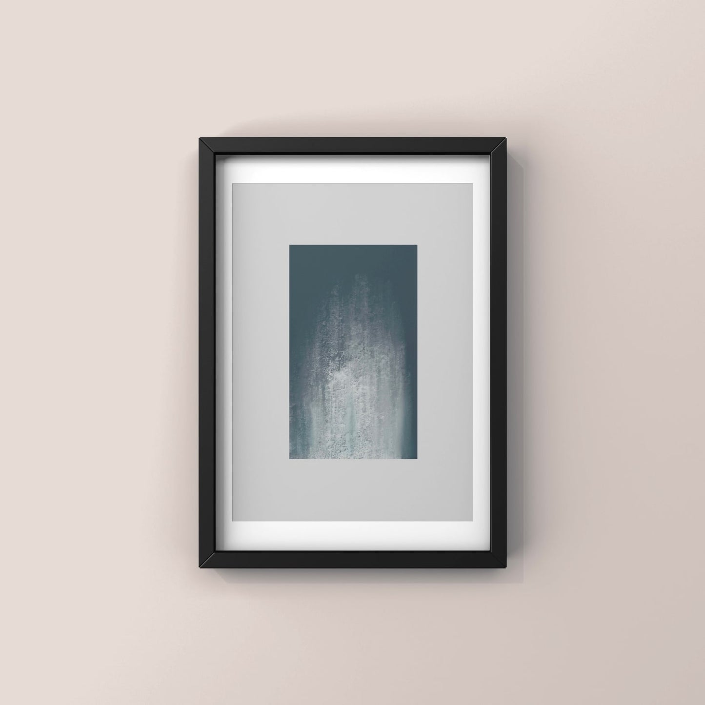 Sea Swell Abstract art print in black frame designed using Farrow & Ball signature colour palette range, 30,205 & 288. On wall colour Farrow & Ball 286 (Peignoir)